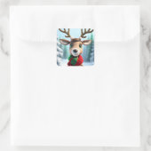 Cute Reindeer Vierkante Sticker (Tas)