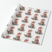 Cute Reindeer Waterverf Pattern Holiday Cadeaupapier (Uitgerold)