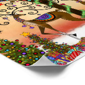 Cute Reindeer Whimsical Ornamenten Poster (Hoek)