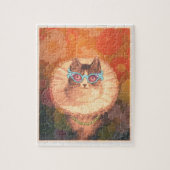 Cute Renaissance-kat met bril en goudketting Legpuzzel (Verticaal)
