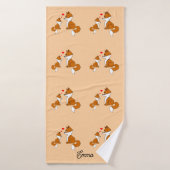 Cute renard avec le coeur, dessiné à la main, pers (Serviette de bain)