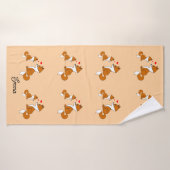 Cute renard avec le coeur, dessiné à la main, pers (Serviette de bain)