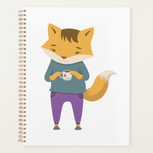 Cute renard avec tasse de thé