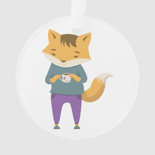 Cute renard avec tasse de thé (devant)