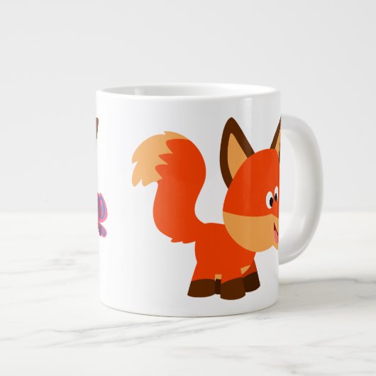 Cute Renard Cartoon Et Papillon Jumbo Mug (Devant droit)