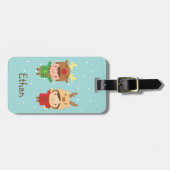 Cute Rendier Kinderen Kerstmis Bagage Label (Voorkant horizontaal)