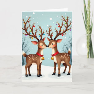 Cute Rendier Koppel Geweien Kaart