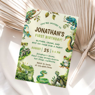 Cute Reptile Th-Kind Birthday Party Kaart
