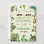 Cute Reptile Th-Kind Birthday Party Kaart (Voorkant)