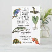 Cute Reptile Th-Kind Birthday Party Kaart (Staand voorkant)