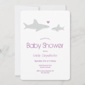 Cute Requin Animal Purple Baby shower Invitation (Devant)