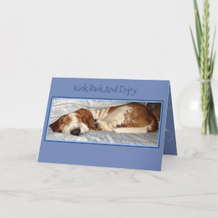 Cute Retirement Card W/Slaapend Basset Hound Kaart