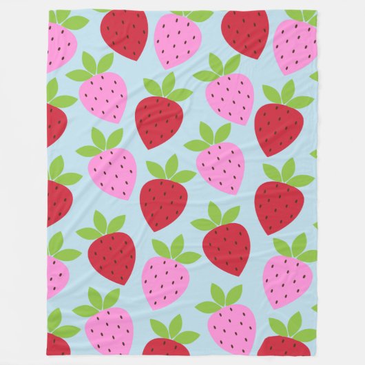 Cute Retro Aardbery Fruit Pattern Pink Red Blue Fleece Deken (Voorkant)