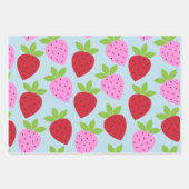 Cute Retro Aardbery Fruit Pattern Pink Red Blue Inpakpapier Vel (Voorkant 3)