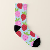 Cute Retro Aardbery Fruit Pattern Pink Red Blue Sokken (Rechts - buiten)