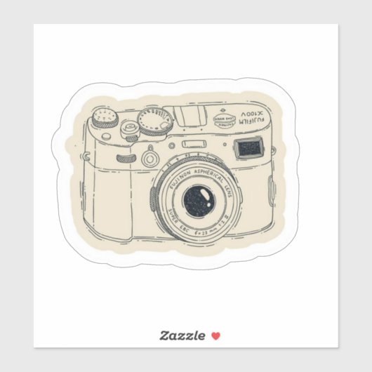 Cute Retro Aesthetic Camera Sticker (Feuille)