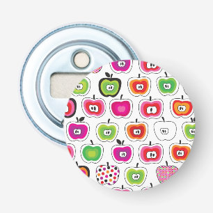 Cute retro-appelpatroon button flesopener