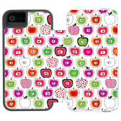 Cute retro-appelpatroon incipio iPhone portemonnee hoesje (Agenda Open)