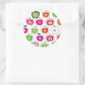 Cute retro-appelpatroon ronde sticker (Tas)