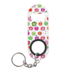 Cute retro-appelpatroon sleutelhanger flessenopener