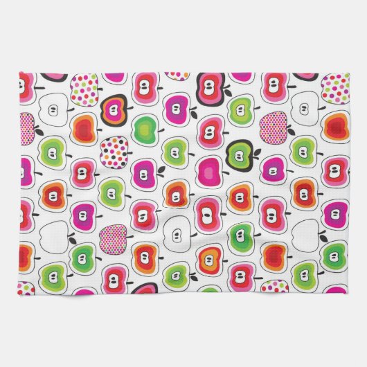 Cute retro-appelpatroon theedoek (Horizontaal)