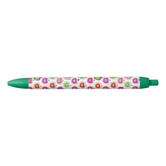 Cute retro-appelpatroon zwarte inkt pen (Voorkant)