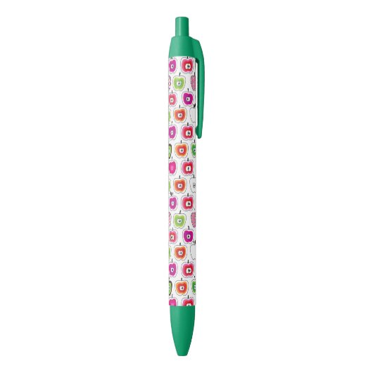 Cute retro-appelpatroon zwarte inkt pen (Achterkant (Verticaal))