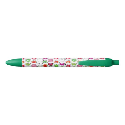 Cute retro-appelpatroon zwarte inkt pen (Achterkant)