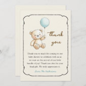 Cute retro Bear Baby Boy shower Thank you card Bedankkaart (Voorkant / Achterkant)
