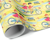 Cute retro  Birthday party Cadeaupapier (Rol Hoek)