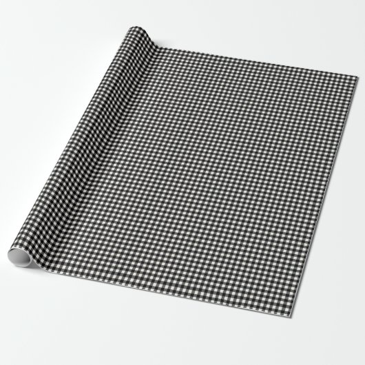 Cute Retro Black en White Gingham Pset Pattern Cadeaupapier (Uitgerold)