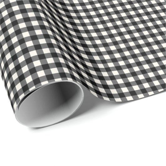 Cute Retro Black en White Gingham Pset Pattern Cadeaupapier (Rol Hoek)