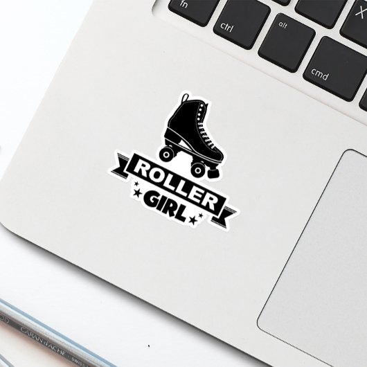 Cute Retro Black Roller Girl Schaats Fun Sticker