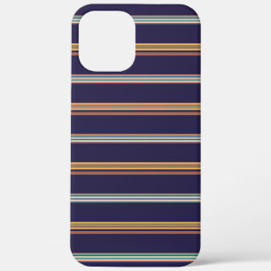 Cute retro blauwe strepen iPhone 12 pro max hoesje