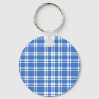 Cute Retro Blue Gingham Plaid Pattern Sleutelhanger