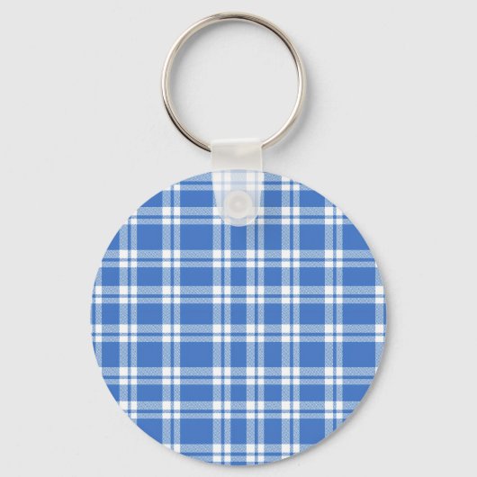 Cute Retro Blue Gingham Plaid Pattern Sleutelhanger (Voorkant)