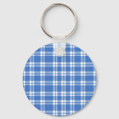 Cute Retro Blue Gingham Plaid Pattern Sleutelhanger (Achterkant)