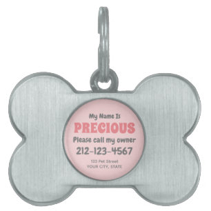 Cute Retro Blush Pink Girl Dog Persoonlijk Huisdieren Naamplaatje