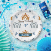 Cute Retro Boho Celestial Pattern Birthday Papieren Bordje (Feest)