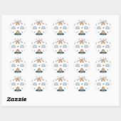 Cute Retro Boho Celestial Pattern Birthday Ronde Sticker (Vel)