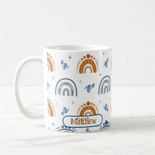 Cute Retro Boho Celestial Pattern Personalized Koffiemok (Links)