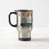 Cute Retro Boho Celestial Pattern Personalized Reisbeker (Links)