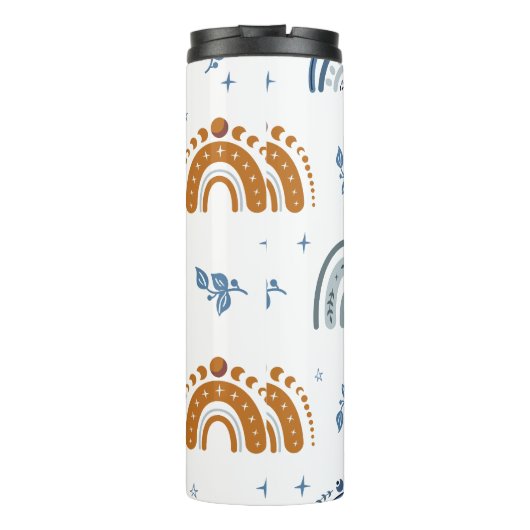 Cute Retro Boho Celestial Pattern Personalized Thermosbeker (Achterkant)