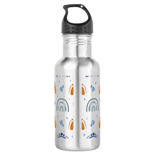Cute Retro Boho Celestial Pattern Personalized Waterfles (Achterkant)