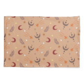 Cute Retro Brown Boho Whimsical Patroon Kussensloop (Achterkant-Links)