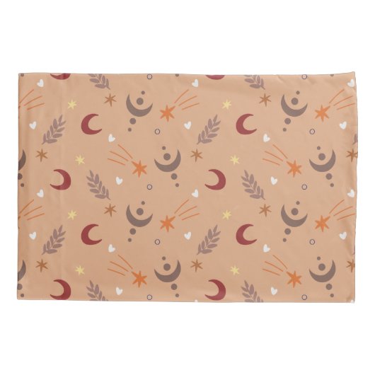 Cute Retro Brown Boho Whimsical Patroon Kussensloop (Achterkant-Links)