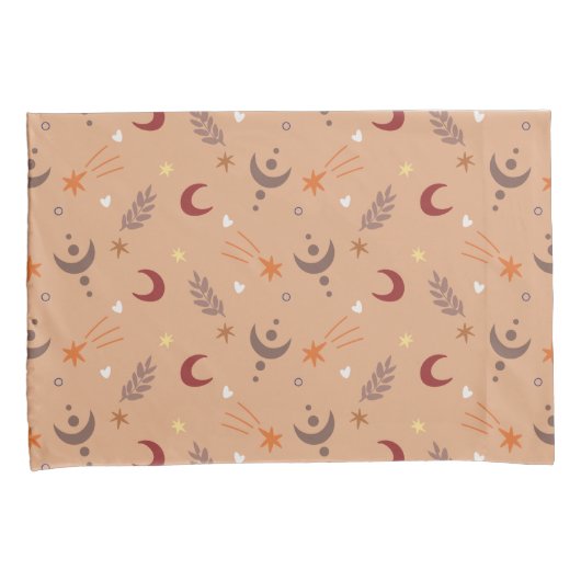 Cute Retro Brown Boho Whimsical Patroon Kussensloop (Voorkant-Rechts)