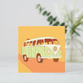 Cute Retro Bus Kaart, Retro Van Kaart,  bus (Staand voorkant)