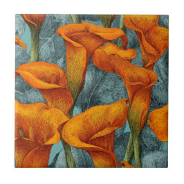 Cute Retro Calle Lilies Tiles For Rustic Kitchen Tegeltje