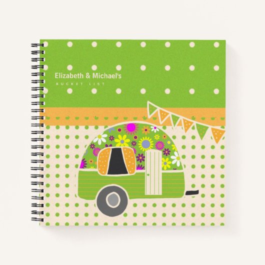 Cute Retro Campervan BUCKET LIST Koppels Aangepast Notitieboek (Voorkant)
